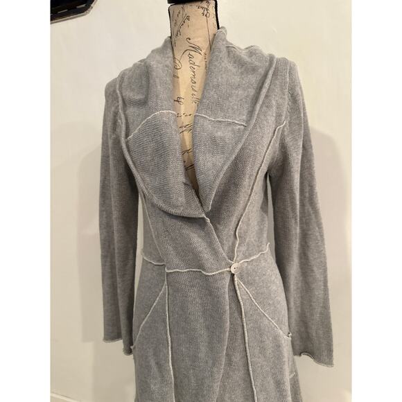 Indigenous Womens Gray 100% Organic Cotton Shell Button Lightweight Cardigan M - Picture 6 of 15